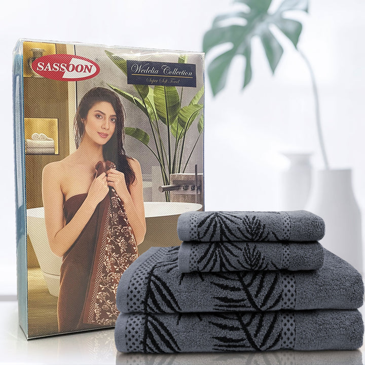 Grey Color Super Soft Zero Twist 100% Cotton Towel Set with 380 GSM ( 100% Cotton, Zero-Twist Fabric, Protection Against Mircrobial Allergies, Highly Absorbent, Lint and Fade Resistant)