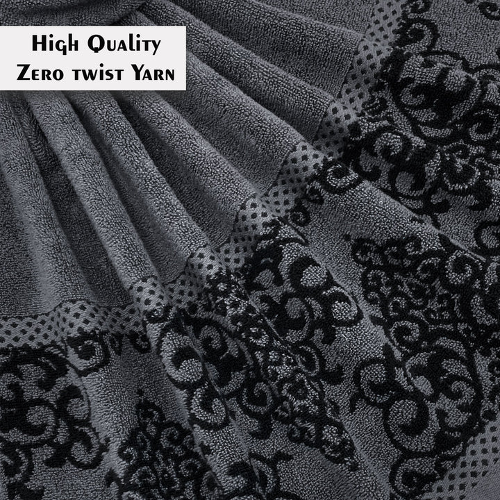 Grey Color Zero Twist 100% Cotton Towel with 380 GSM ( 100% Cotton, Zero-Twist Fabric, Protection Against Microbial Allergies, Highly Absorbent, Lint and Fade Resistant)