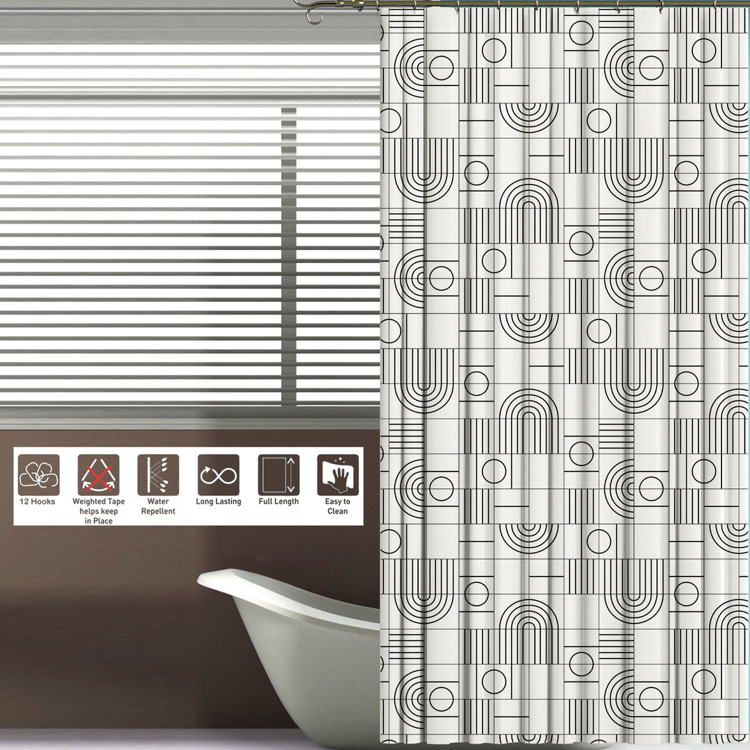 Printed Shower Curtain with Hooks