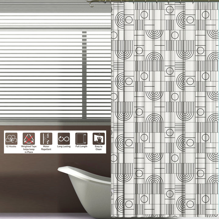 Printed Shower Curtain with Hooks