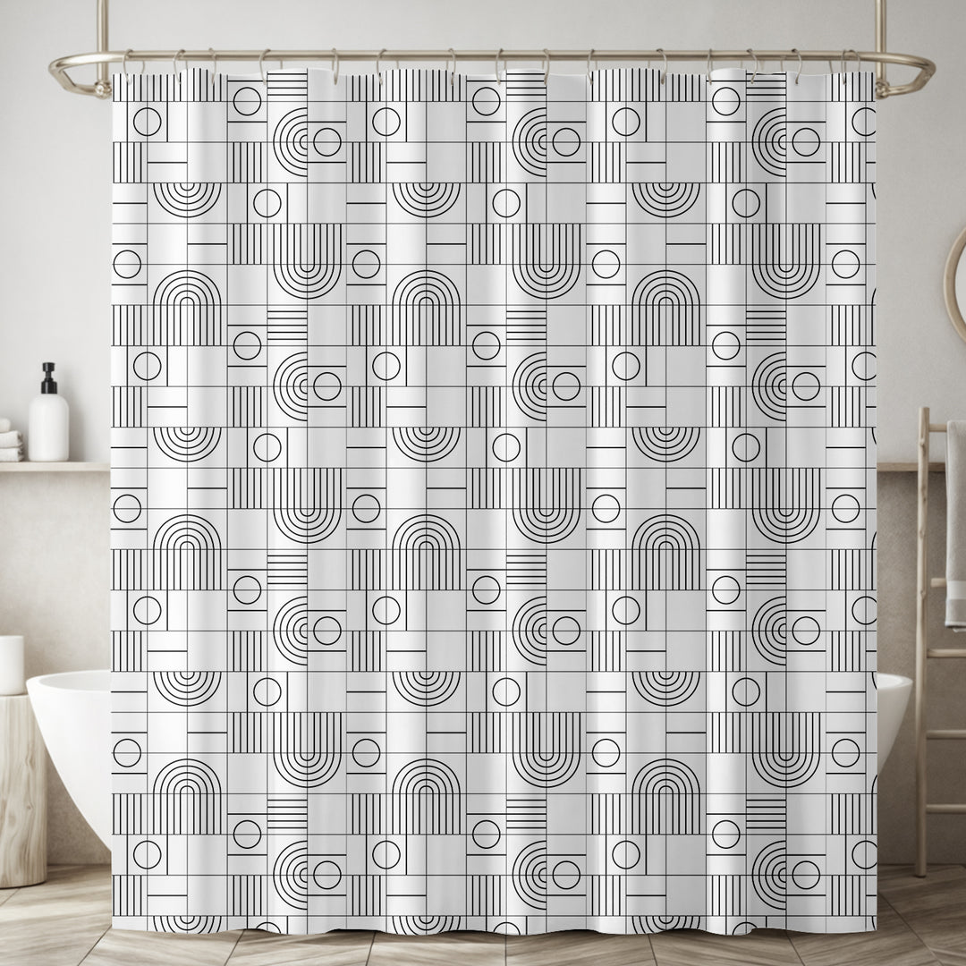 Printed Shower Curtain with Hooks