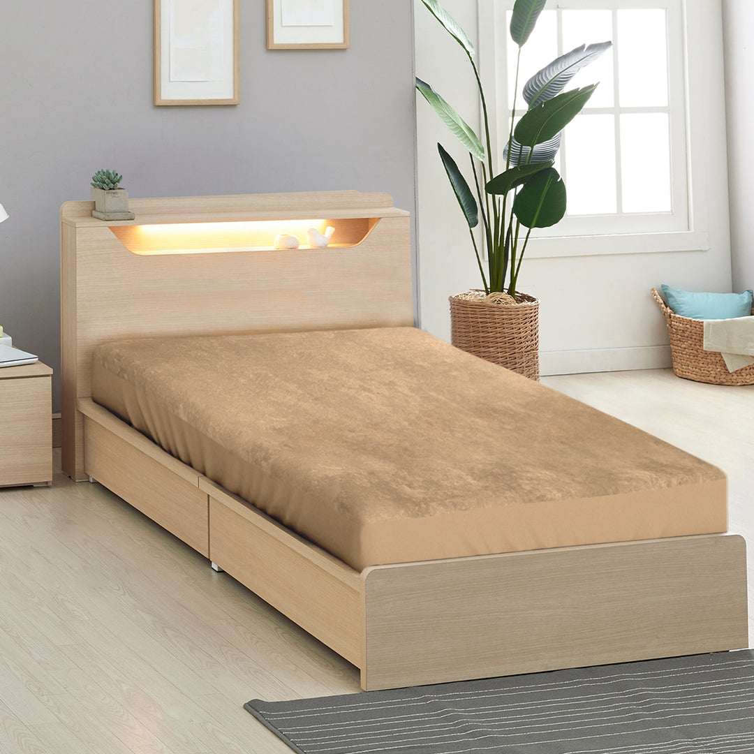 Beige Color Terry Cotton Mattress Protector (100% waterproof, Doesn't contain PVC, vinyl or phthalates, Absorbs all the natural moisture, Has TPU Film, Hypoallergenic and Antibacterial, Machine Washable, Fits mattresses up to 10 inches)