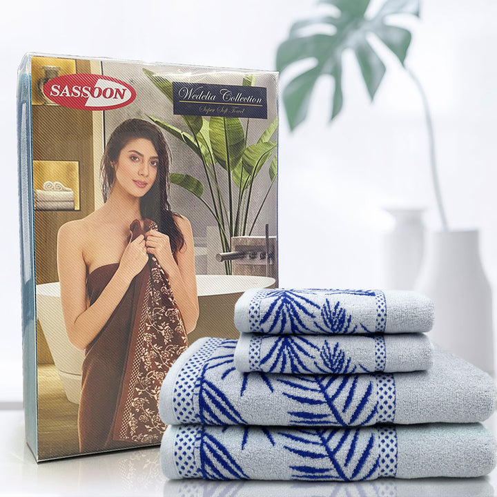 Sky Blue Color Super Soft Zero Twist 100% Cotton Towel Set with 380 GSM ( 100% Cotton, Zero-Twist Fabric, Protection Against Mircrobial Allergies, Highly Absorbent, Lint and Fade Resistant)