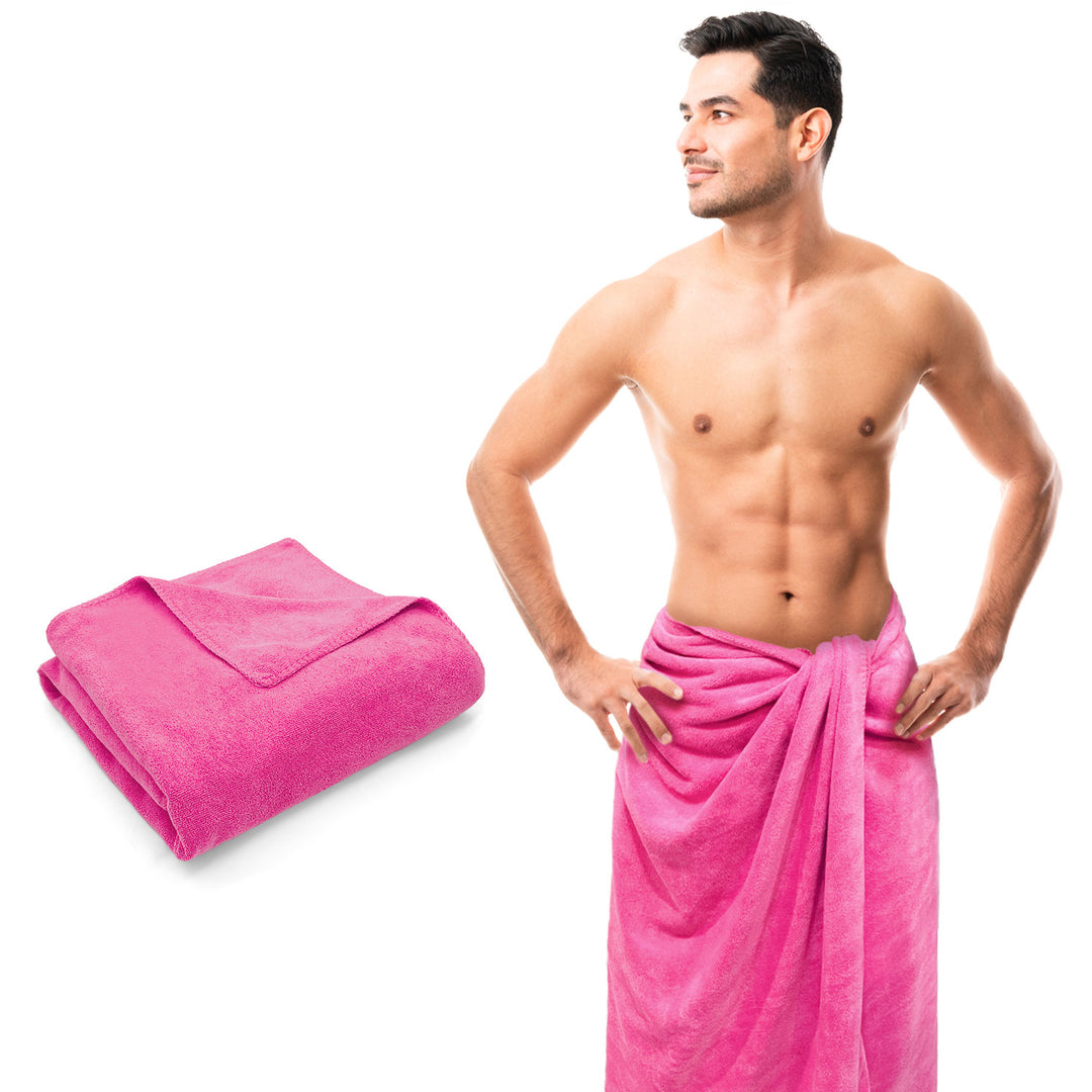 Pink Color Ultra Soft microfiber Towel for men with 450 GSM (Ultra-soft microfiber, 450 GSM, Superior quality, Highly Absorbent, Luxuriously Soft, Wide usage range, Lint resistant, Multiple Size Variations)