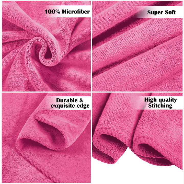 Pink Color Ultra Soft microfiber Towel with 450 GSM (Ultra-soft microfiber, 450 GSM, Superior quality, Highly Absorbent, Luxuriously Soft, Wide usage range, Lint resistant, Multiple Size Variations)