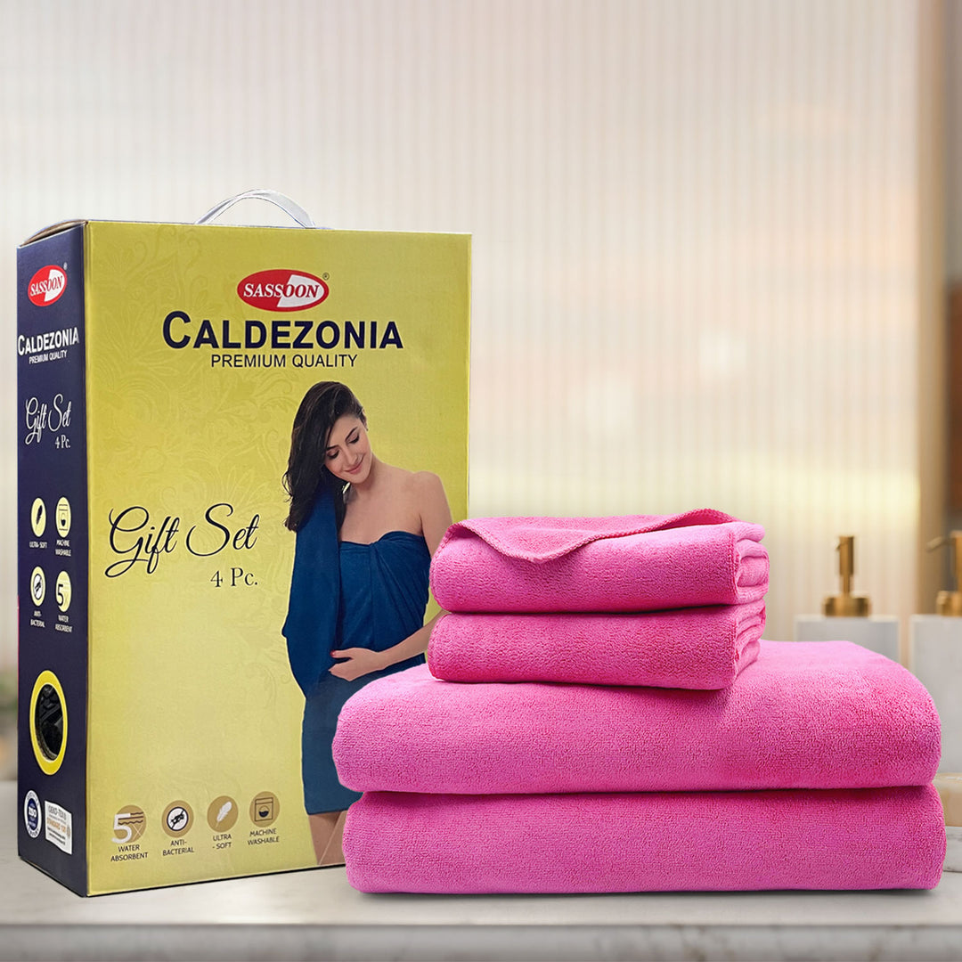 Pink Color Ultra Soft microfiber Towel Set with 450 GSM(Ultra-soft microfiber, 450 GSM, Superior quality, Highly Absorbent, Luxuriously Soft, Wide usage range, Lint resistant, Multiple Size Variations) 