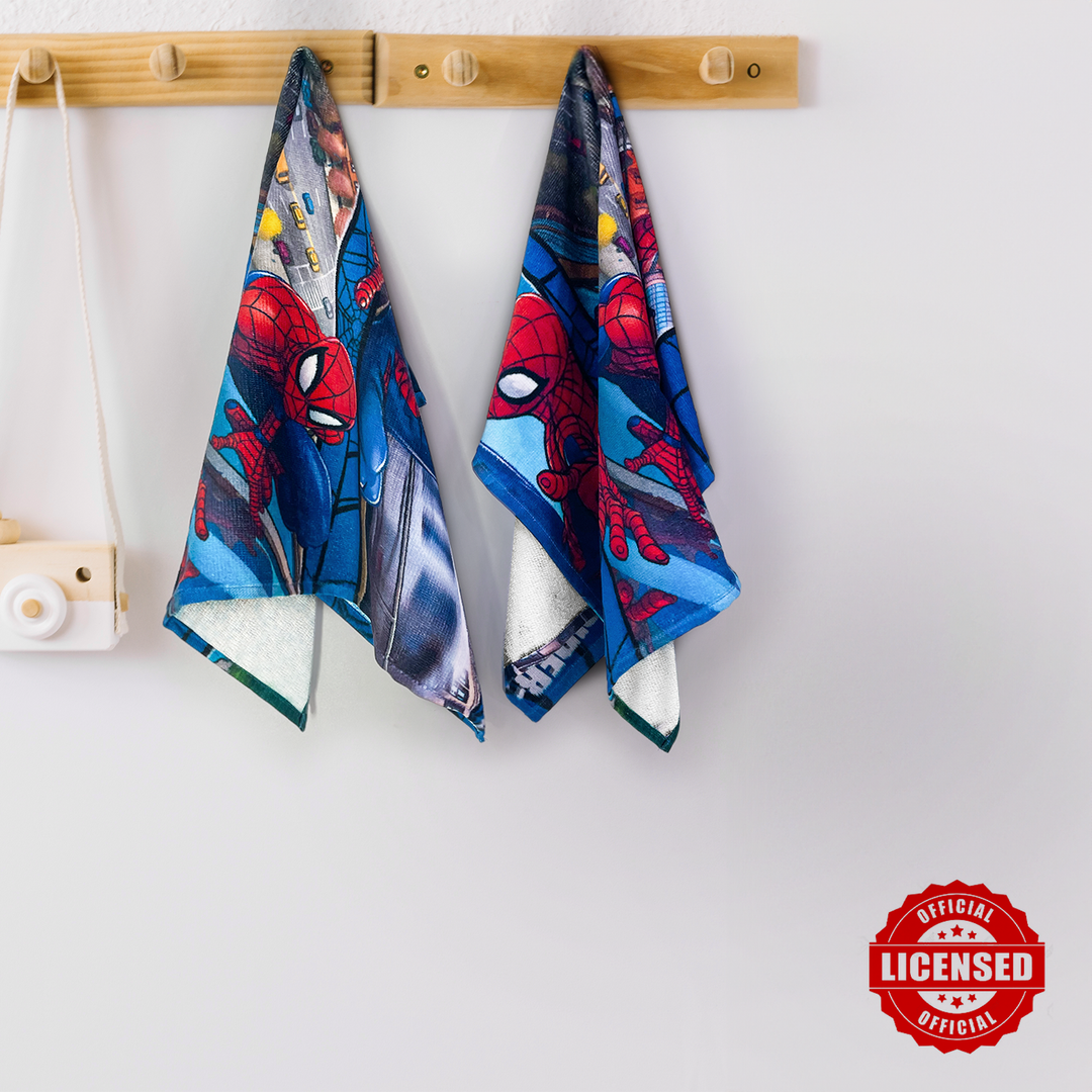 Spiderman Cartoon Printed Hand Towels For Kids -40cmx60cm ( Machine Washable, Highly Absorbent, 100% Rich Cotton, Luxury Softness)