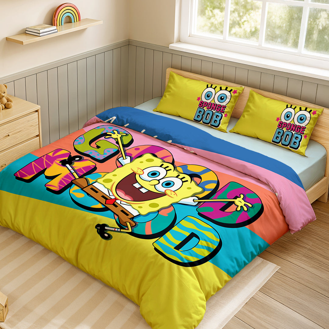 SpongeBob Digital Printed 300TC Cotton Bedsheet