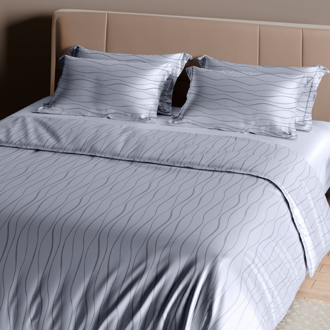 Artemis Italian Jacquard Weave Sateen Cotton Bedsheet- 400 TC (Wave Design)