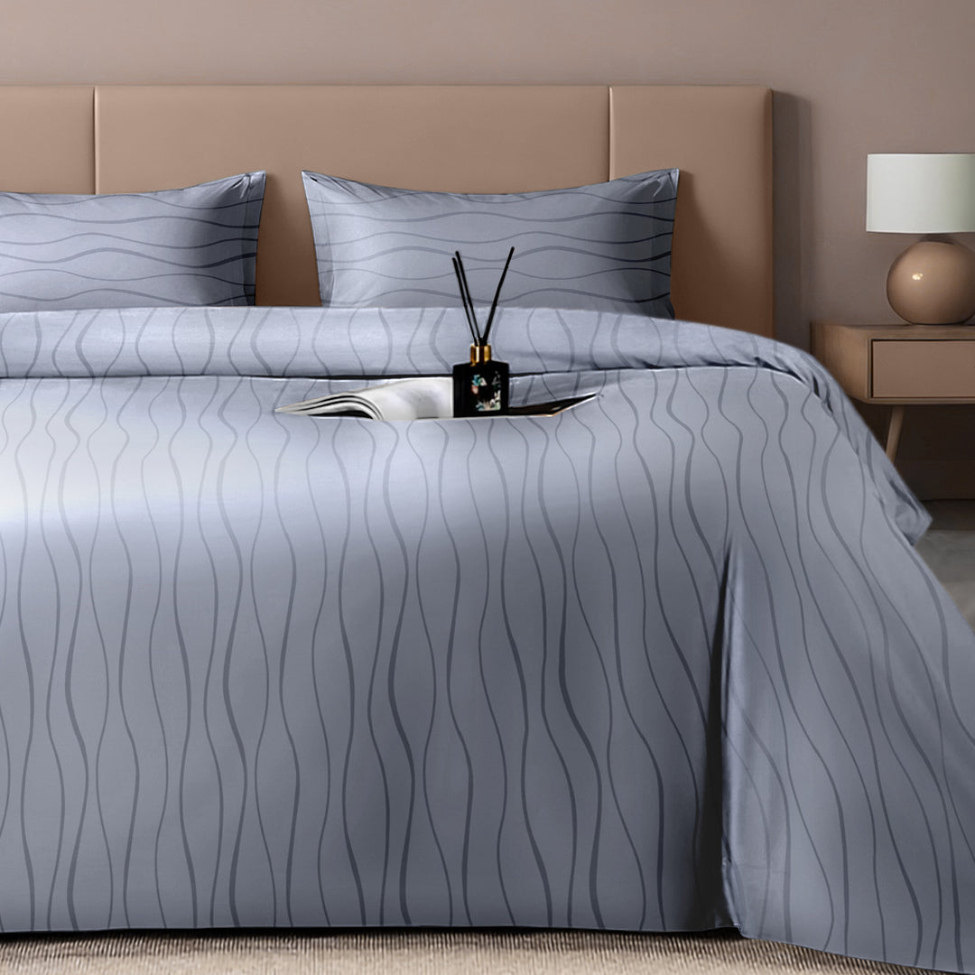 Artemis Italian Jacquard Weave Sateen Cotton Bedsheet- 400 TC (Wave Design)