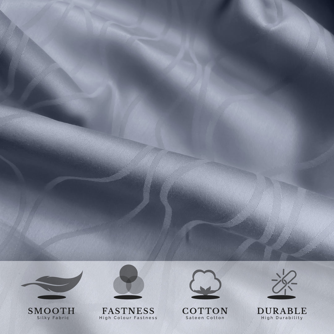 Artemis Italian Jacquard Weave Sateen Cotton Bedsheet- 400 TC (Wave Design)