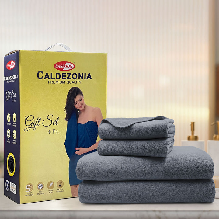 Caldezonia Ultra Soft Microfiber Towels- 4 pcs Gift Set