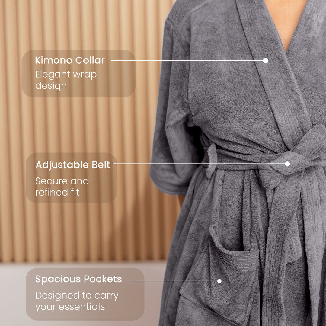 Caldezonia Unisex Microfiber Bathrobe with Slippers