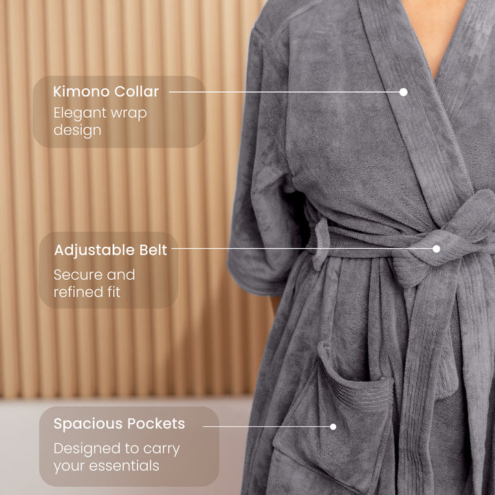 Caldezonia Unisex Microfiber Bathrobe with Slippers