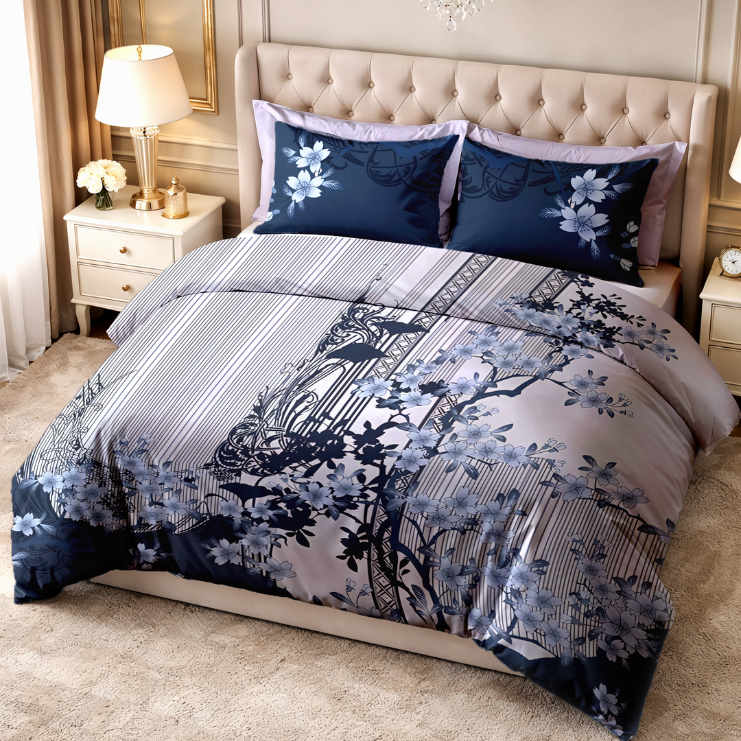 Wedelia Super King Digital Printed Bedsheet - 500 TC