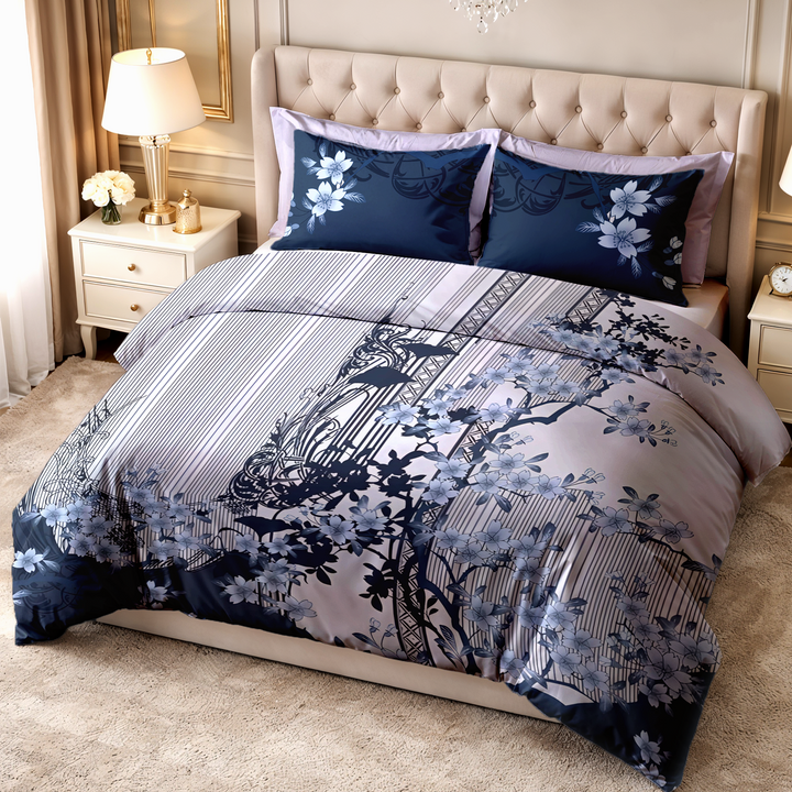 Wedelia Super King Digital Printed Bedsheet - 500 TC
