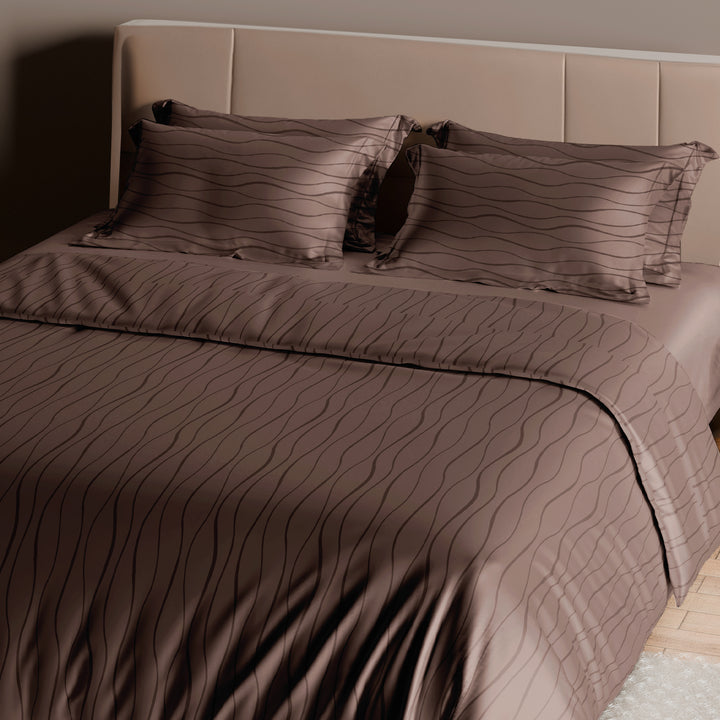 Artemis Italian Jacquard Weave Sateen Cotton Bedsheet- 400 TC (Wave Design)