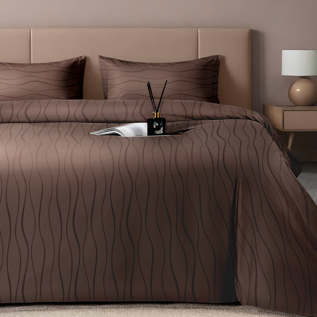 Artemis Italian Jacquard Weave Sateen Cotton Bedsheet- 400 TC (Wave Design)