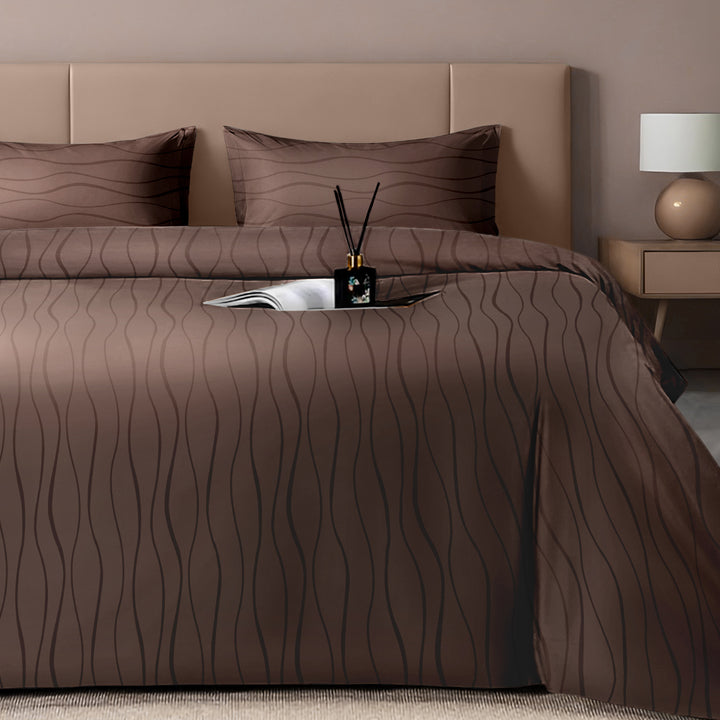 Artemis Italian Jacquard Weave Sateen Cotton Bedsheet- 400 TC (Wave Design)