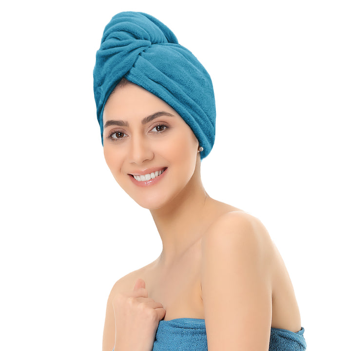 Blue  Color ultra absorbent microfiber hair wrap Towel 