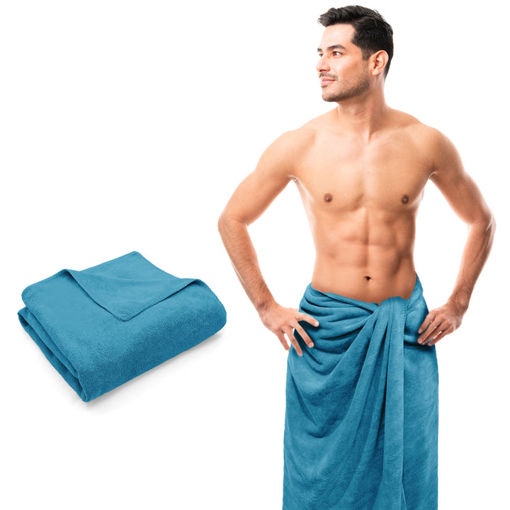 Blue Color Ultra Soft microfiber Towel for men with 450 GSM (Ultra-soft microfiber, 450 GSM, Superior quality, Highly Absorbent, Luxuriously Soft, Wide usage range, Lint resistant, Multiple Size Variations)