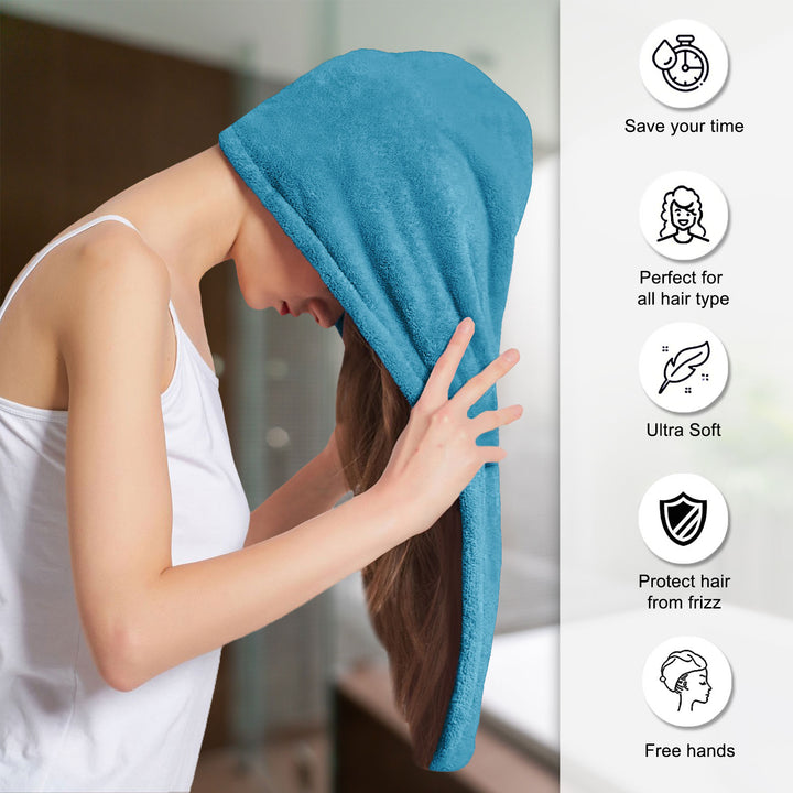 Features of ultra absorbent microfiber hair wrap Towel 