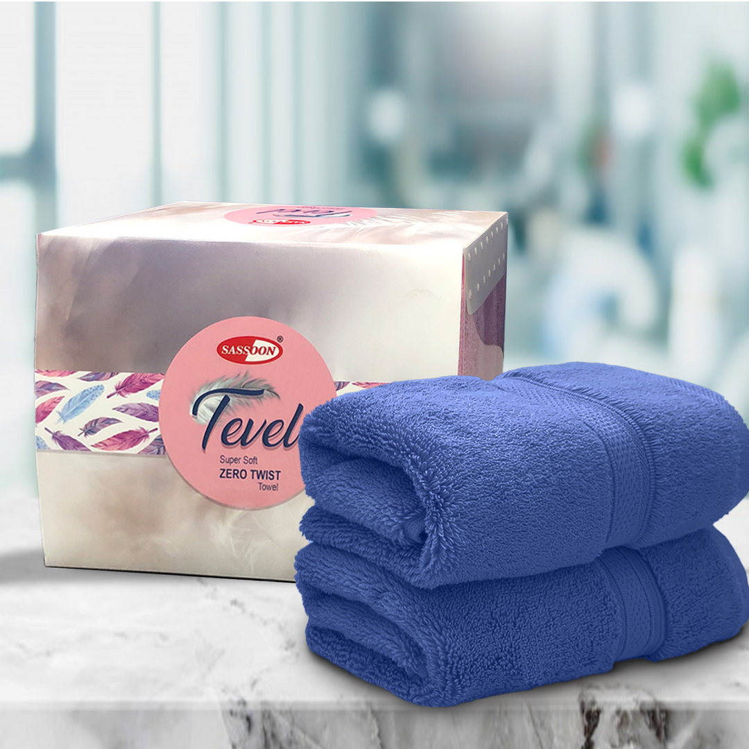 Blue Color Super Soft Zero Twist 100% Cotton Hand Towel with 700 GSM ( 100% Cotton, Zero-Twist Fabric, Protection Against Microbial Allergies, Highly Absorbent, Lint and Fade Resistant) 