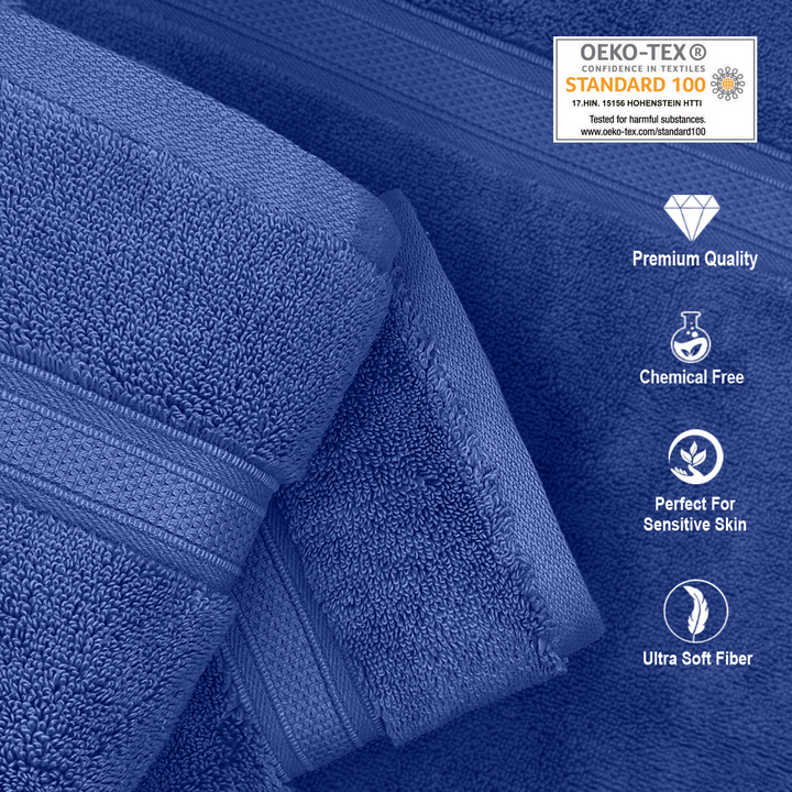 Blue Color Super Soft Zero Twist 100% Cotton Towel with 700 GSM ( 100% Cotton, Zero-Twist Fabric, Protection Against Microbial Allergies, Highly Absorbent, Lint and Fade Resistant) 