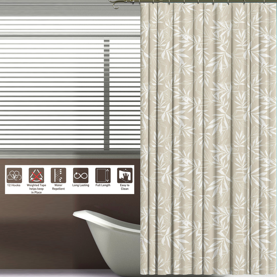 Printed Shower Curtain with Hooks