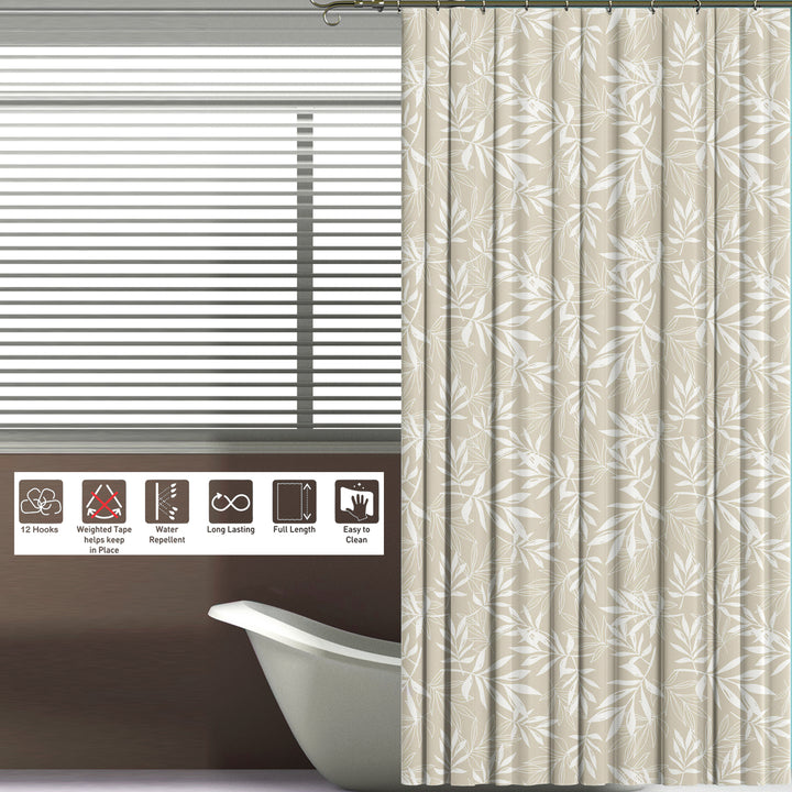 Printed Shower Curtain with Hooks