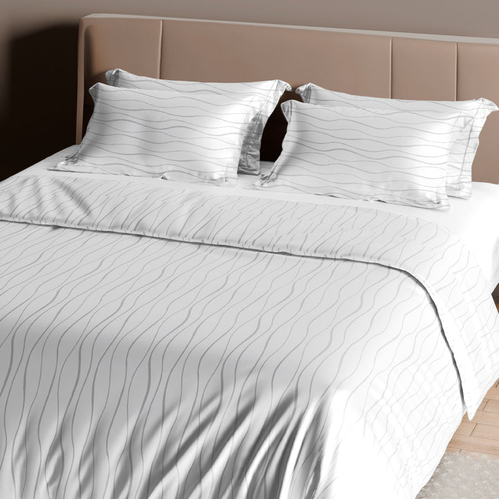 Artemis Italian Jacquard Weave Sateen Cotton Bedsheet- 400 TC (Wave Design)