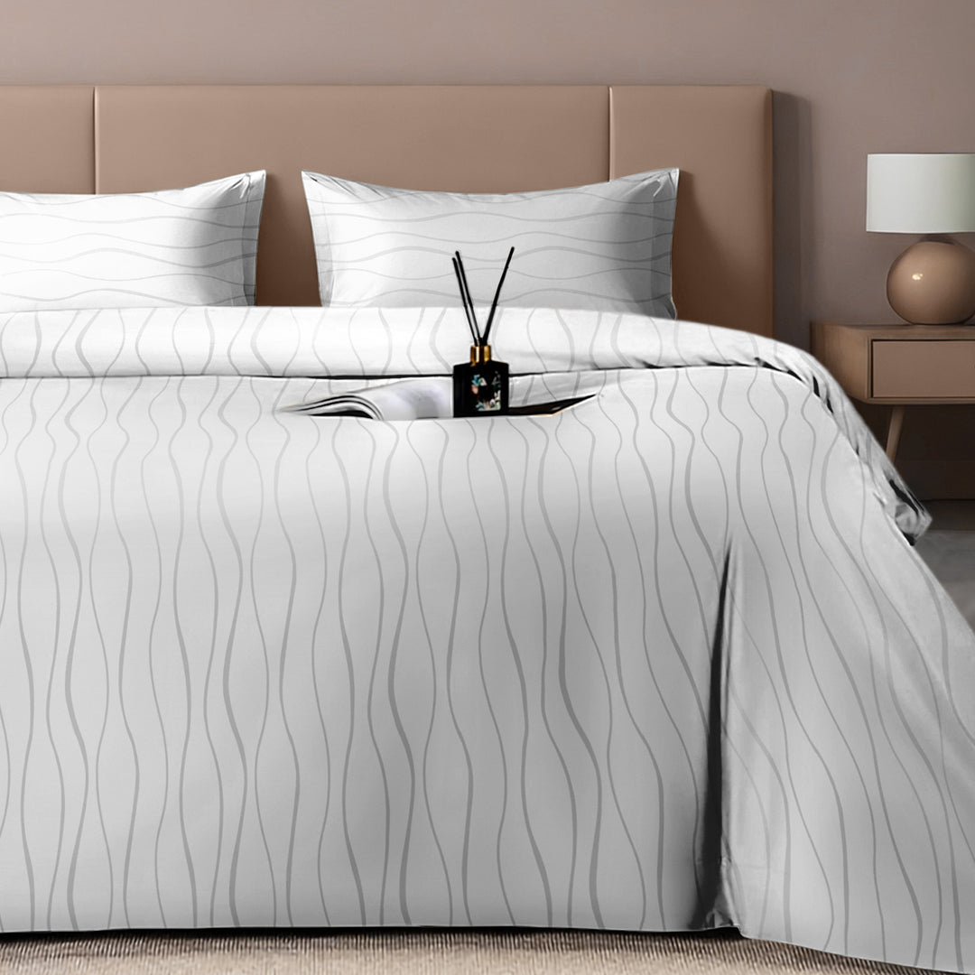 Artemis Italian Jacquard Weave Sateen Cotton Bedsheet- 400 TC (Wave Design)