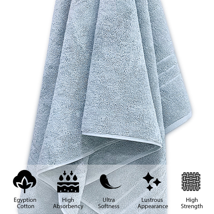 Features of Egyptian Cotton Towel (Extra-long-staple cotton loops, Unrivaled Softness, Superior Absorbency, Long-lasting Durability, Luxurious Thickness, Elegant Border Design, 650 GSM) 