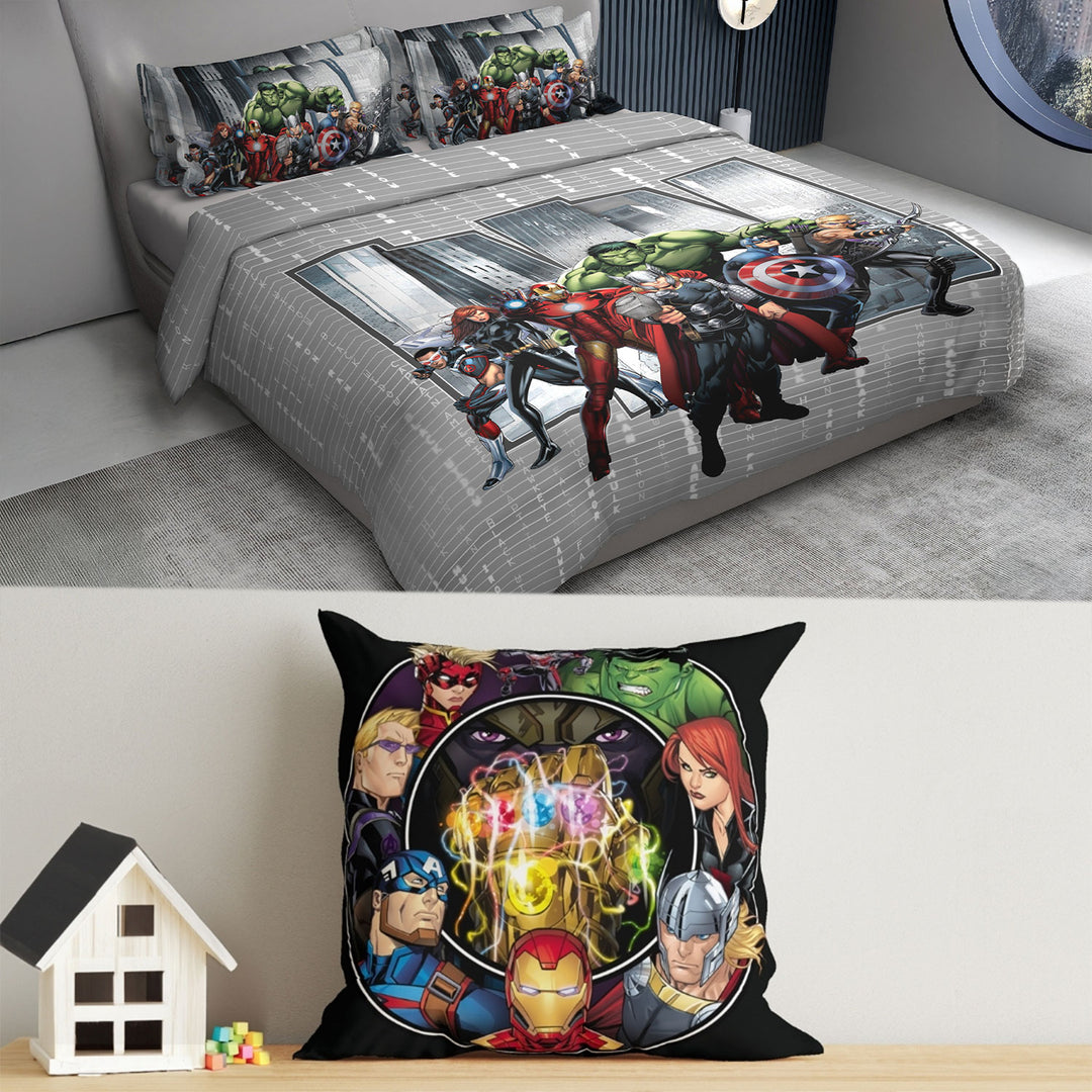 Marvel Kids Double Bedsheet & Cushion Combo