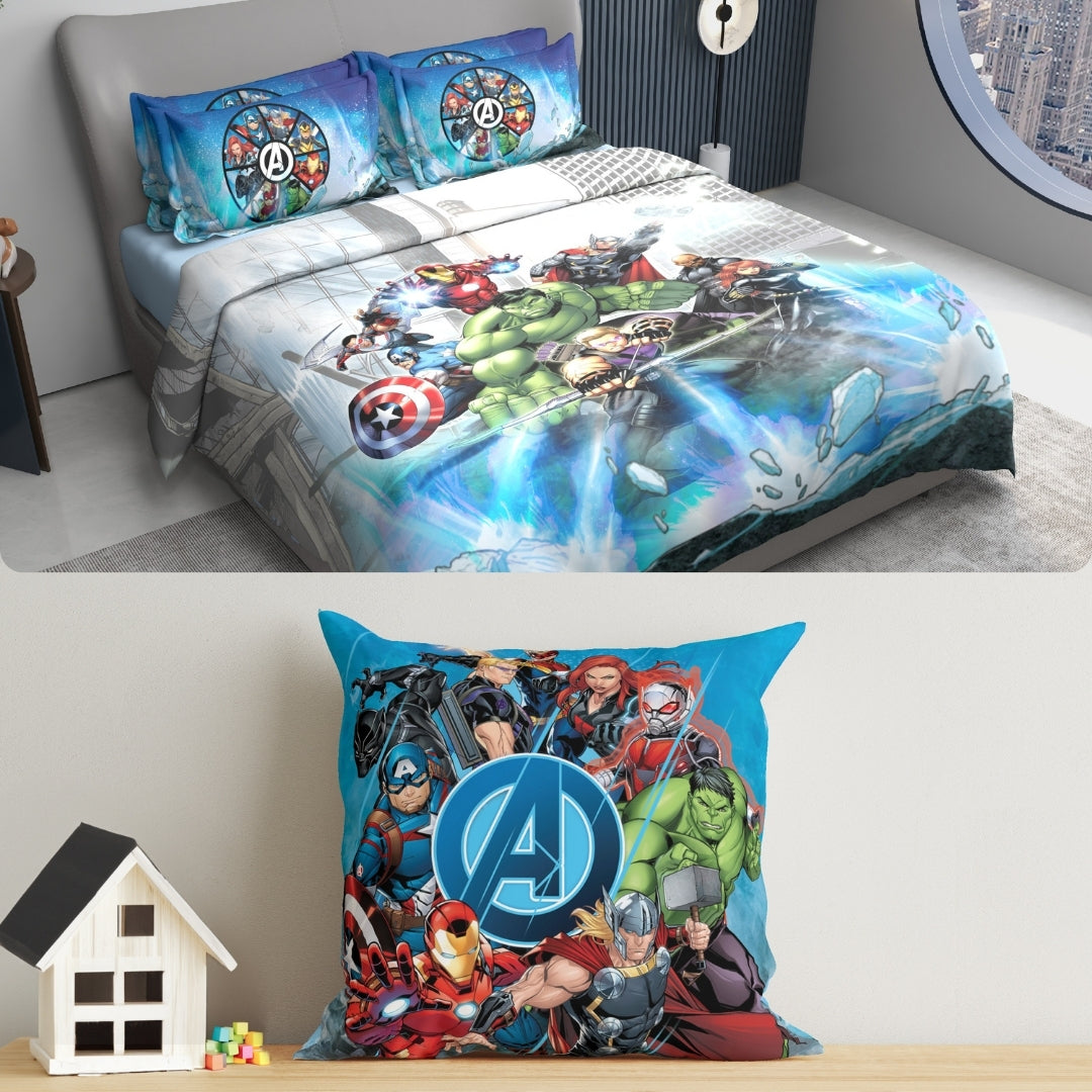 Marvel Kids Double Bedsheet & Cushion Combo