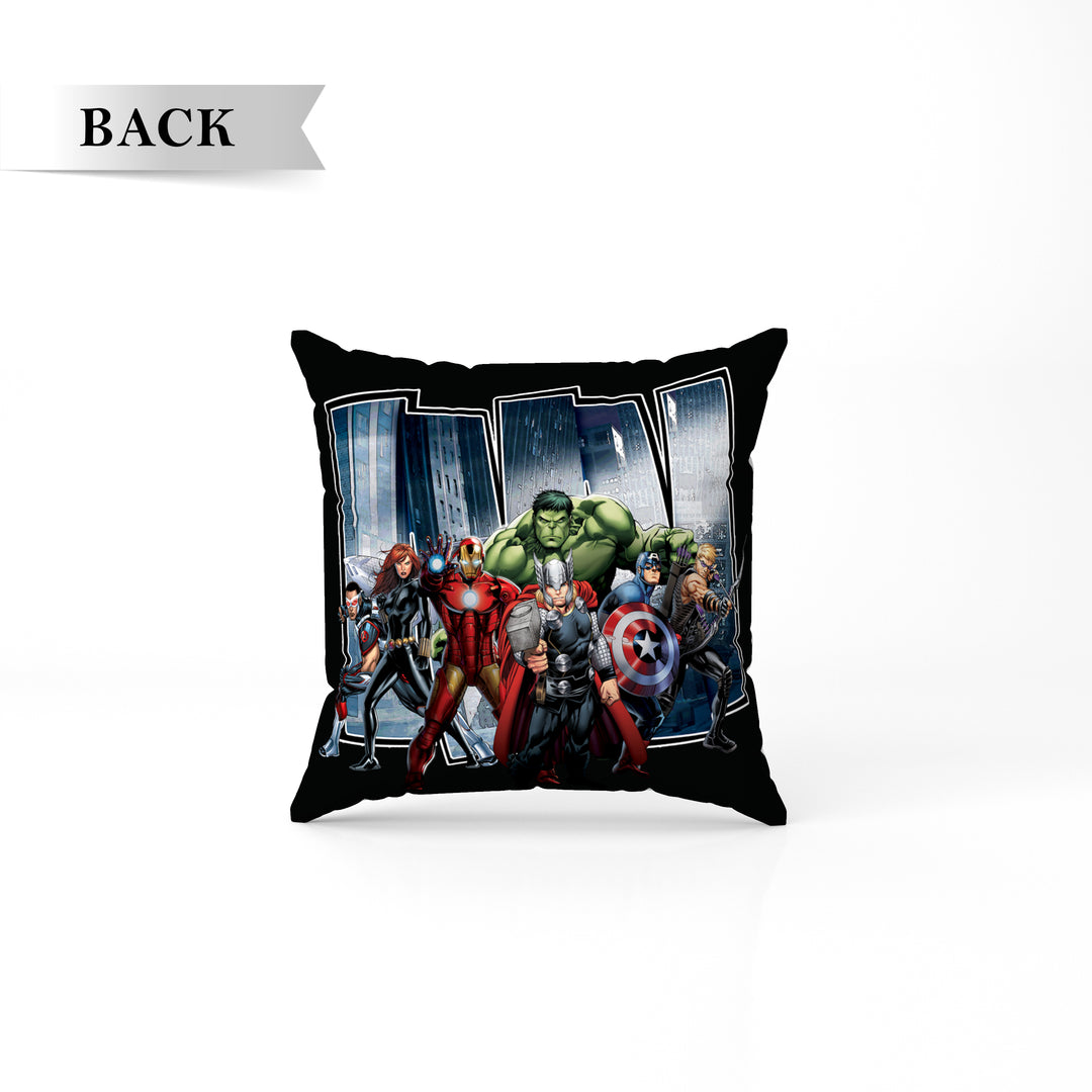 Marvel Avengers Print Reversible Cushion By Sassoon Fab. It is Soft & fluffy, fade-resistant, High-density fill, Hypoallergenic, Reversible, etc. Size 40 cm x 40 cm 