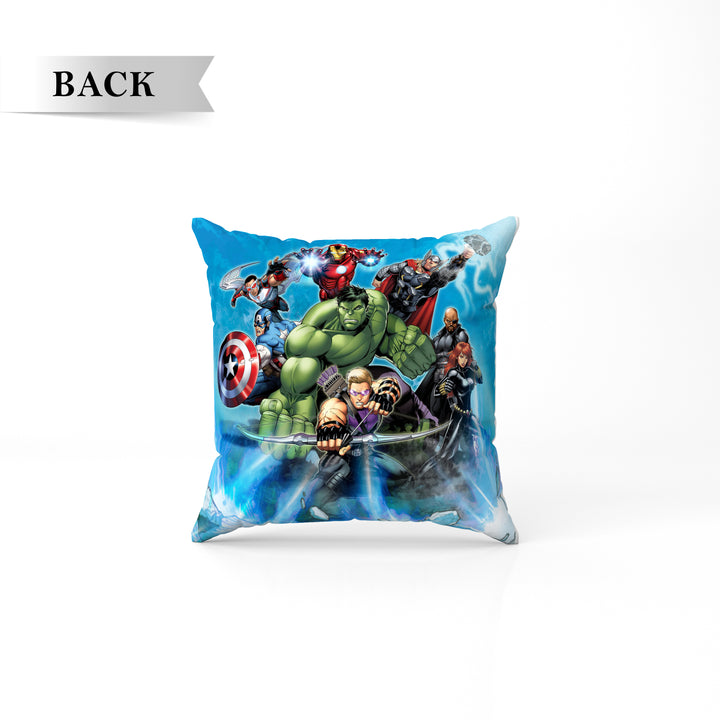 Marvel Avengers Print Reversible Cushion By Sassoon Fab. It is Soft & fluffy, fade-resistant, High-density fill, Hypoallergenic, Reversible, etc. Size 40 cm x 40 cm 