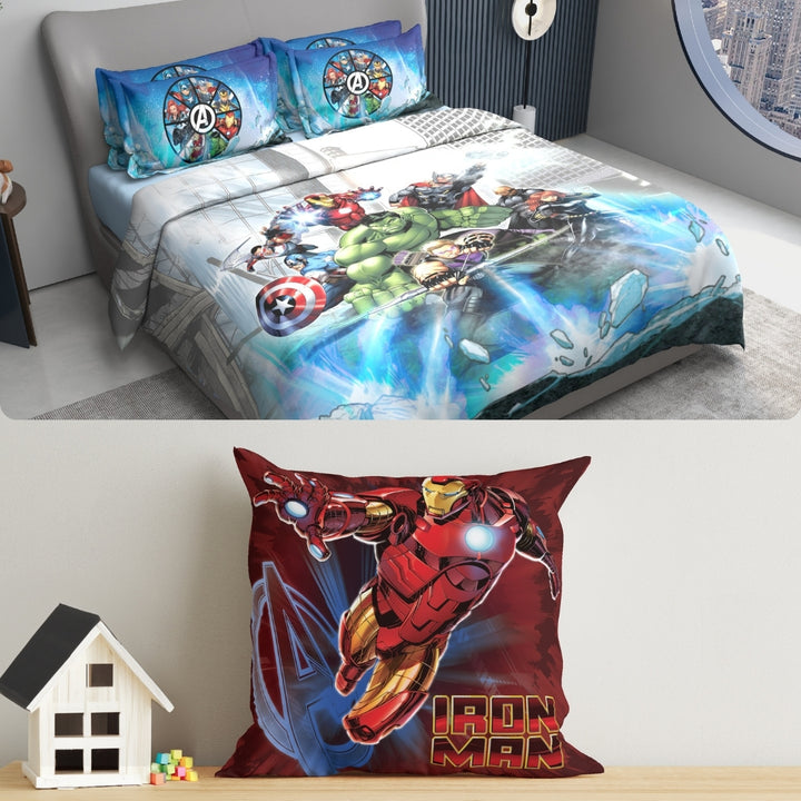 Marvel Kids Double Bedsheet & Cushion Combo