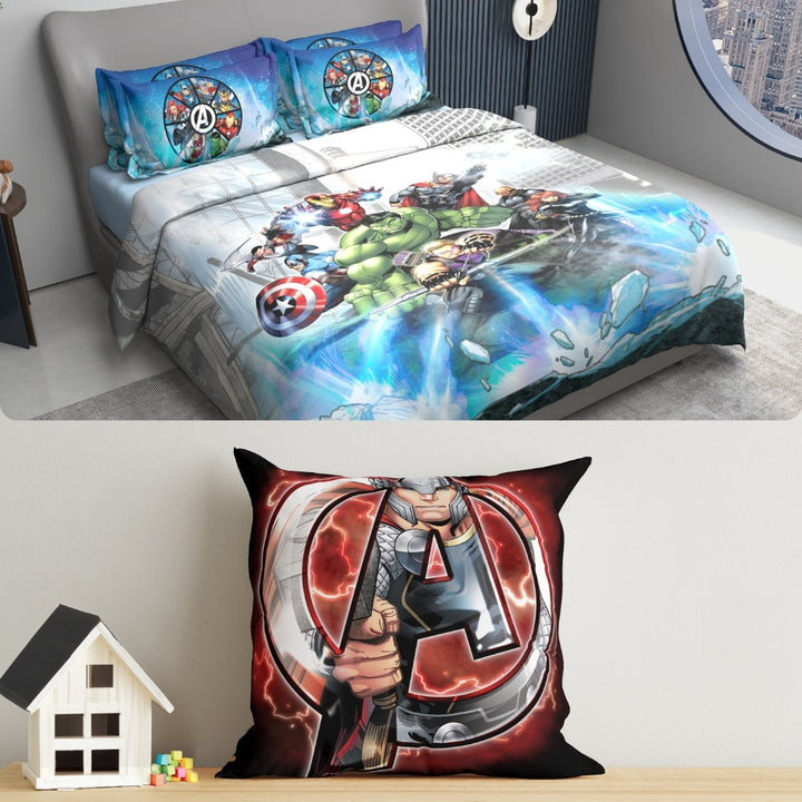 Marvel Kids Double Bedsheet & Cushion Combo