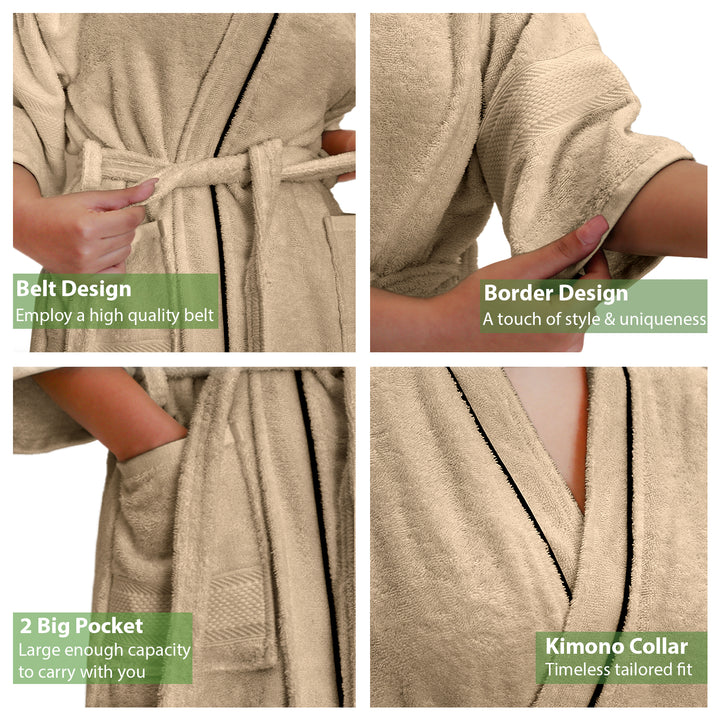 Features of Bathrobes Ultrasoft Bamboo Bathrobe with 525 GSM ( Anti bacterial, Eco friendly, Highly absorbent, UV Protection, Odour Free, Kimono Style, Pockets)