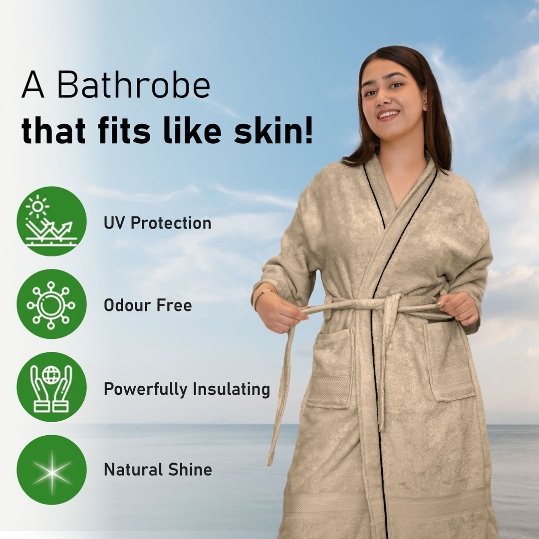 Features of Bathrobes Ultrasoft Bamboo Bathrobe with 525 GSM ( Anti bacterial, Eco friendly, Highly absorbent, UV Protection, Odour Free, Kimono Style, Pockets)