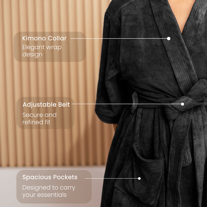 Caldezonia Unisex Microfiber Bathrobe with Slippers