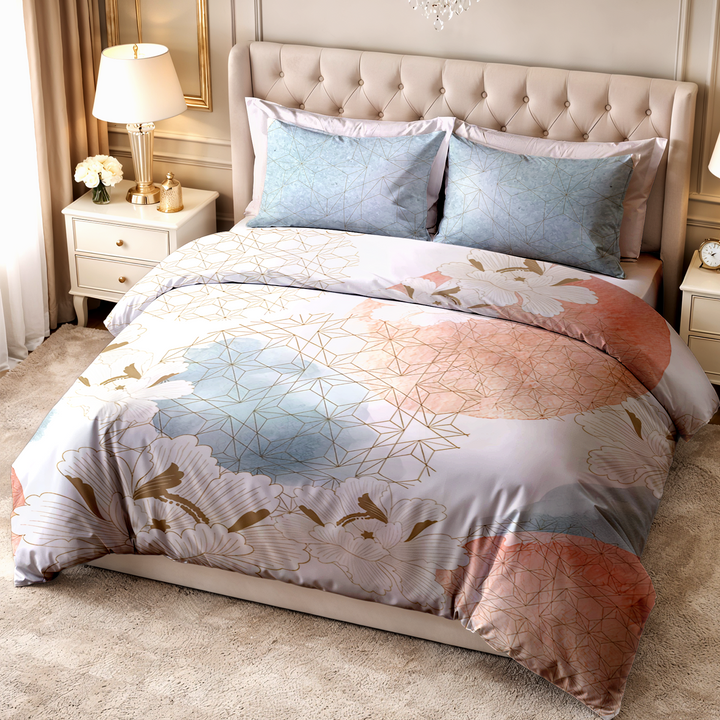 Wedelia Super King Digital Printed Bedsheet - 500 TC