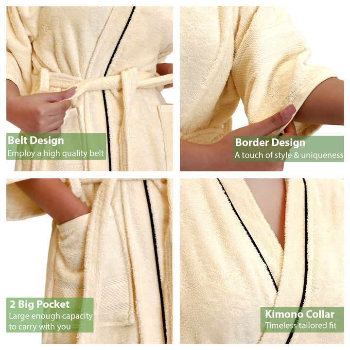 Features of Bathrobes Ultrasoft Bamboo Bathrobe with 525 GSM ( Anti bacterial, Eco friendly, Highly absorbent, UV Protection, Odour Free, Kimono Style, Pockets)