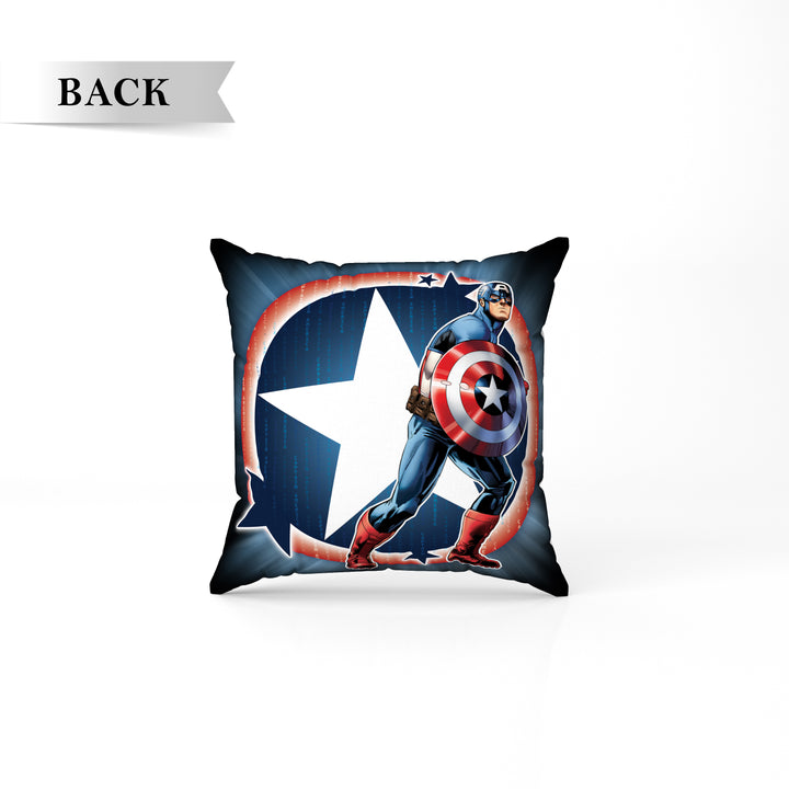 Marvel Captain America Print Reversible Cushion By Sassoon Fab. It is Soft & fluffy, fade-resistant, High-density fill, Hypoallergenic, Reversible, etc. Size 40 cm x 40 cm 