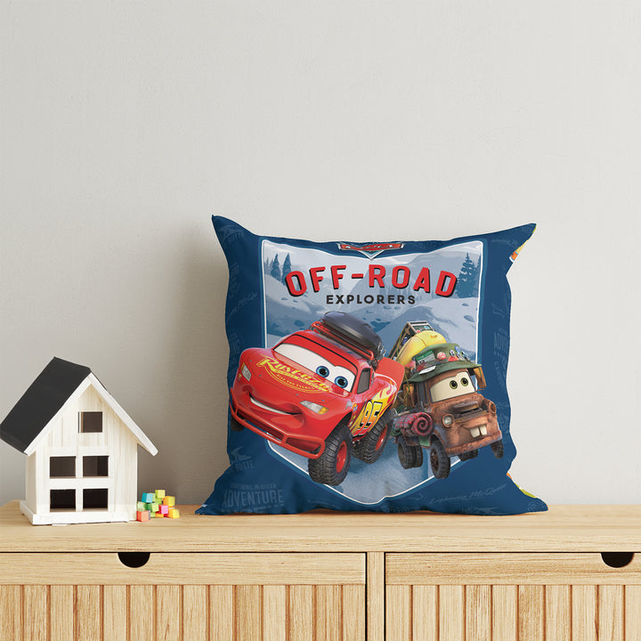 Disney Pixar Cars Print Reversible Cushion By Sassoon Fab. It is Soft & fluffy, fade-resistant, High-density fill, Hypoallergenic, Reversible, etc. Size 40 cm x 40 cm 