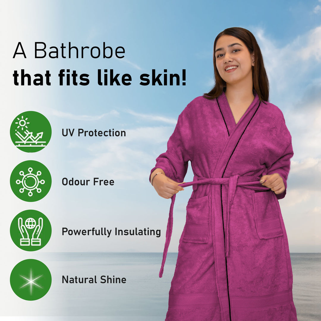 Features of Bathrobes Ultrasoft Bamboo Bathrobe with 525 GSM ( Anti bacterial, Eco friendly, Highly absorbent, UV Protection, Odour Free, Kimono Style, Pockets)