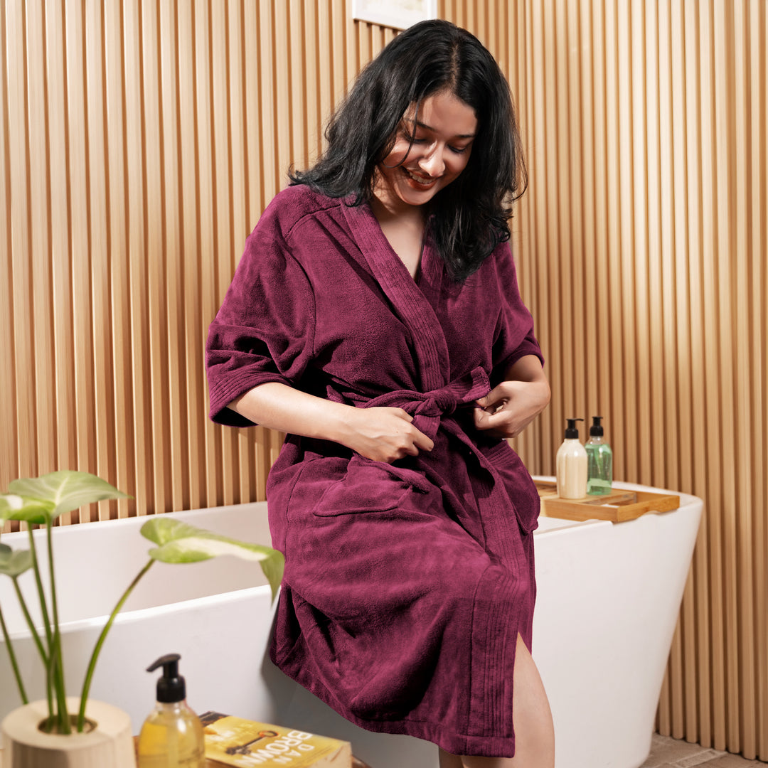 Caldezonia Unisex Microfiber Bathrobe with Slippers