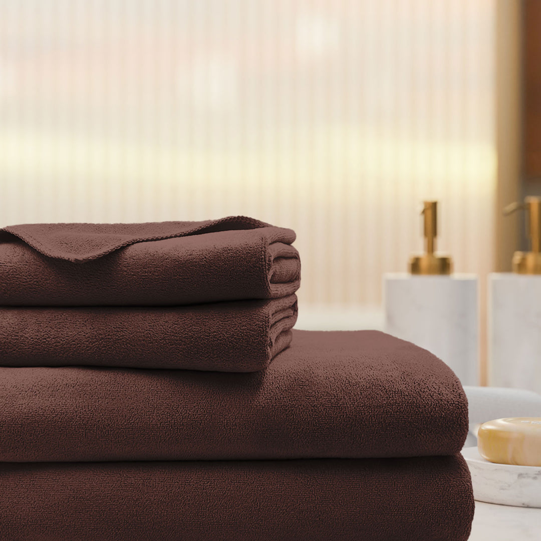 Brown Color Ultra Soft Microfiber Towel Set with 450 GSM (Ultra-soft microfiber, 450 GSM, Superior quality, Highly Absorbent, Luxuriously Soft, Wide usage range, Lint resistant, Multiple Size Variations)