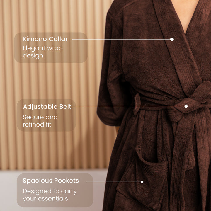 Caldezonia Unisex Microfiber Bathrobe with Slippers